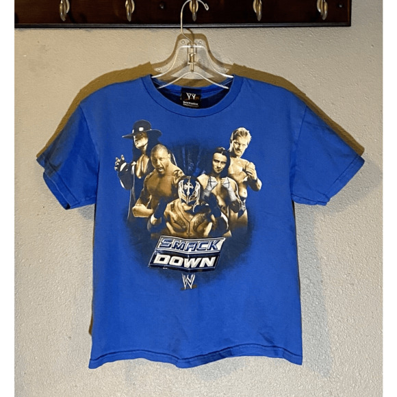2009 Boy’s WWE Smackdown T-Shirt Blue Sz XL - Picture 1 of 8
